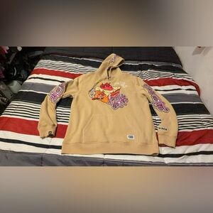 Cake Tan Crewneck Hoodie with Colorful Graphic Sz XL